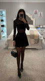 MAISIE BLACK LACE LONG SLEEVE BODYSUIT