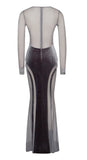 SHANNON GREY VELVET MESH MAXI DRESS