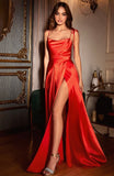 RED A LINE CINDERELLA SATIN GOWN