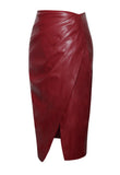 BRIA BURGUNDY VEGAN LEATHER SKIRT