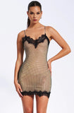 REMI MESH RHINESTONE LACE MINI DRESS