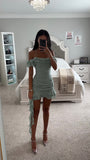 MATILDA MINT OFF SHOULDER RUFFLE MINI DRESS