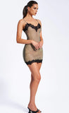 REMI MESH RHINESTONE LACE MINI DRESS