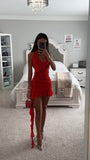 NADIA RED RUFFLE MINI DRESS