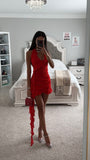 NADIA RED RUFFLE MINI DRESS