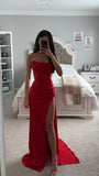 LUNA RED CORSET SLIT GOWN