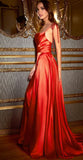 RED A LINE CINDERELLA SATIN GOWN