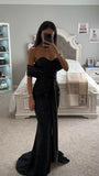 STRAPLESS SEQUIN SHAWL LONG GOWN