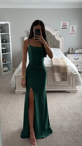 HUNTER GREEN SATIN GOWN