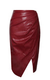 BRIA BURGUNDY VEGAN LEATHER SKIRT