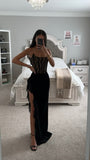 GAIA BLACK LACE VELVET CORSET GOWN