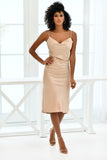 Aspen Midi Dress - Champagne Satin