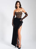 GAIA BLACK LACE VELVET CORSET GOWN