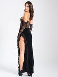 GAIA BLACK LACE VELVET CORSET GOWN