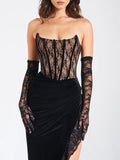 GAIA BLACK LACE VELVET CORSET GOWN