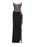 GAIA BLACK LACE VELVET CORSET GOWN