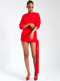 KEIRA RED KNIT LONG SLEEVE BACKLESS SWEATER DRESS