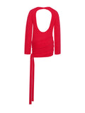 KEIRA RED KNIT LONG SLEEVE BACKLESS SWEATER DRESS