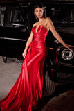 STRAPLESS SATIN GOWN