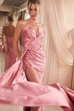 STRAPLESS SATIN GOWN