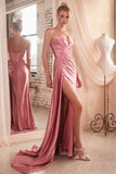 STRAPLESS SATIN GOWN