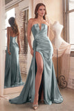 STRAPLESS SATIN GOWN