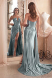 STRAPLESS SATIN GOWN