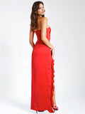 TALIA RED LACE CORSET MAXI GOWN