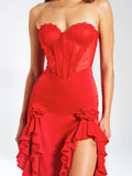 TALIA RED LACE CORSET MAXI GOWN