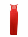 TALIA RED LACE CORSET MAXI GOWN