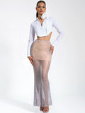 GLORIA MESH RHINESTONE MAXI SKIRT