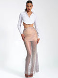 GLORIA MESH RHINESTONE MAXI SKIRT