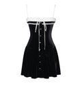 OLIA BLACK AND WHITE VELVET MINI DRESS