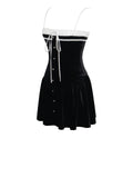 OLIA BLACK AND WHITE VELVET MINI DRESS