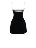 OLIA BLACK AND WHITE VELVET MINI DRESS