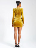 CAREY GOLD VELVET LONG SLEEVE MINI DRESS