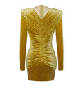 CAREY GOLD VELVET LONG SLEEVE MINI DRESS