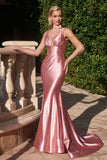 FITTED STRETCH GLITTER SATIN GOWN