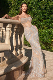 FULLY EMBELLISHED CRYSTAL NUDE GOWN