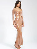 ODALIS NUDE SEQUIN MAXI SKIRT