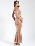 ODALIS NUDE SEQUIN MAXI SKIRT