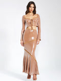 ODALIS NUDE SEQUIN MAXI SKIRT