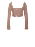 OLLIE NUDE SEQUIN LACE UP TOP