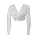 LONG SLEEVE DRAPED SILVER TOP