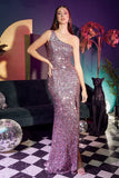 SEQUIN ONE SHOULDER LONG GOWN