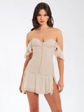 MINI ABITO CORSETTO IN RASO BEIGE MARICA 