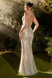 NUDE CRYSTAL FITTED GOWN