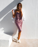 Aspen Midi Dress - Mauve Satin