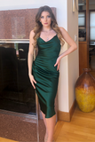 Aspen Midi Dress - Emerald Green Satin