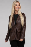 SLEEK PU LEATHER BLAZER